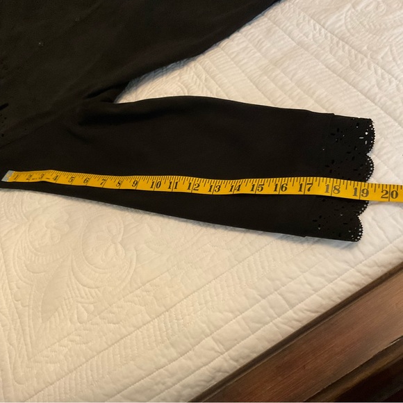 CARROLL REDD, BLACK OPEN LACE, FAUX VELOUR BLOUSE, SIZE: L - Picture 8 of 11